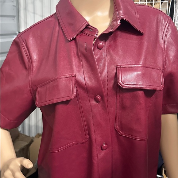 NWT7 For All Mankind Burgundy faux leather, short sleeve Midi Dress size L NWT7 For All Mankind Burgundy faux leather, short sleeve Midi Dress size L